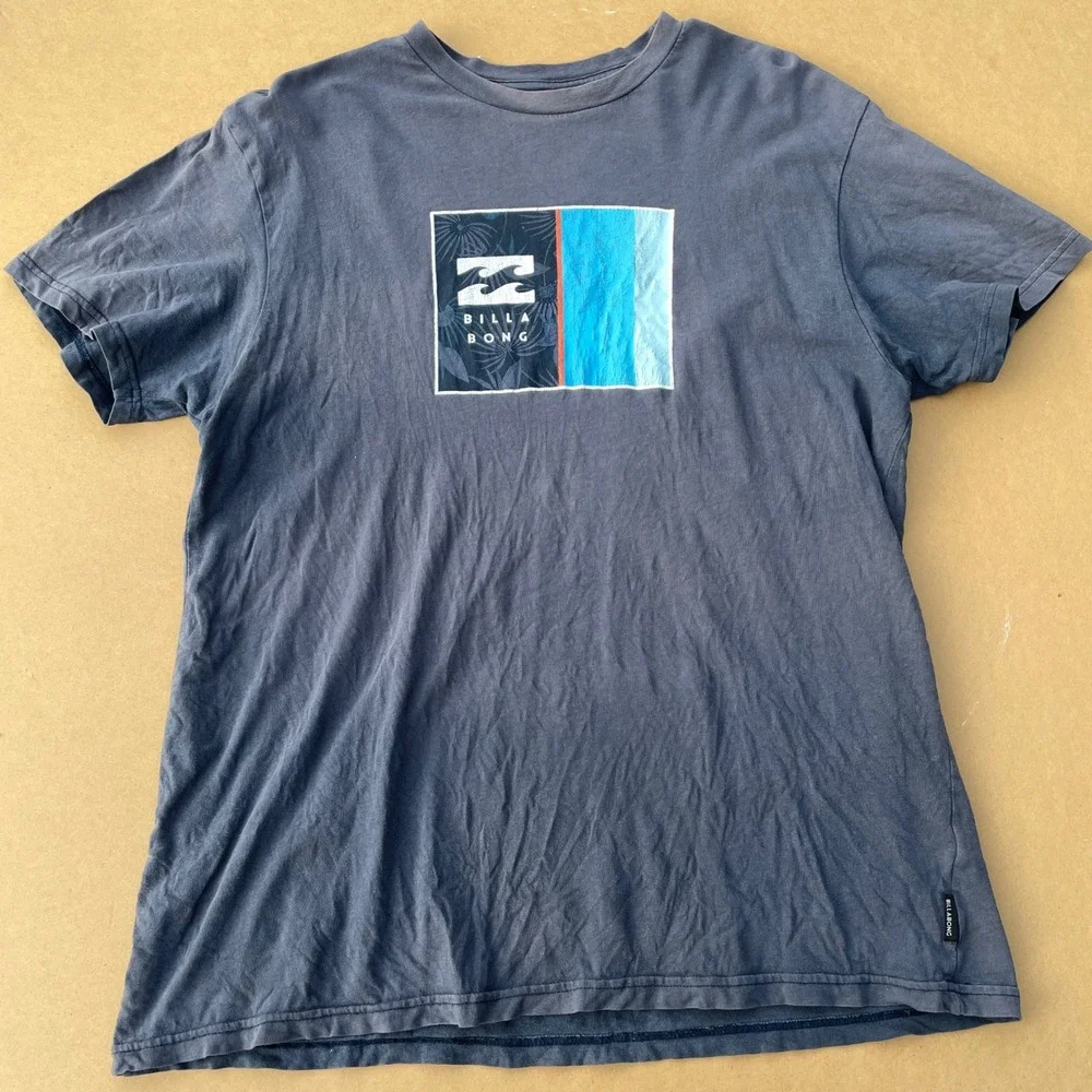 Billabong T-Shirt Mens Large Blue Casual Surf Graphic Core Fit Cotton Tee Light